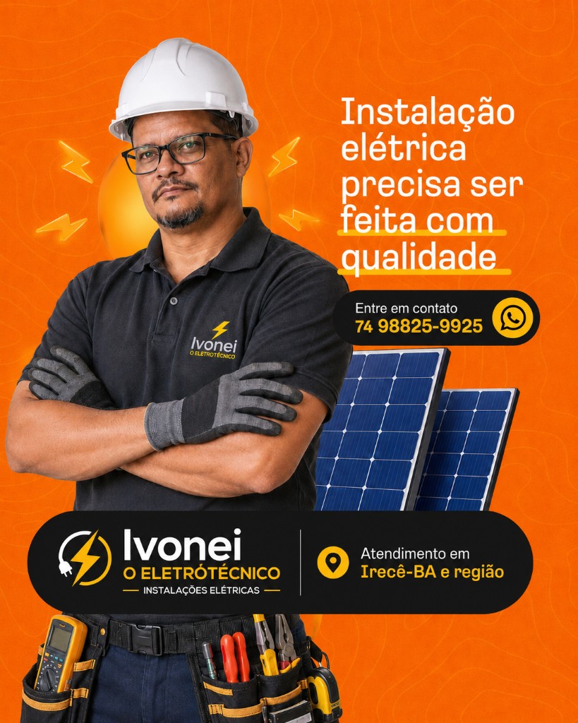 Ivonei O Eletrotécnico — Sistema solar fotovoltaico (flyer completo)