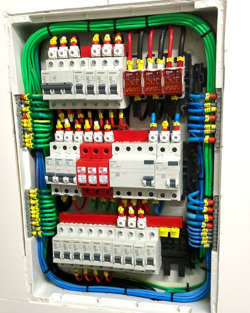 Instalações elétricas residenciais — quadro de distribuição organizado